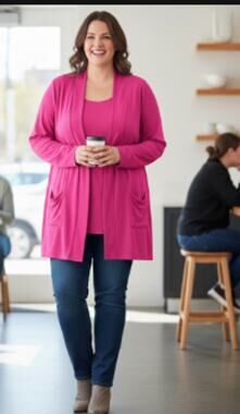 Franne Golde 2-Piece Jacket & Top Luxe Stretch Set Purple XXL